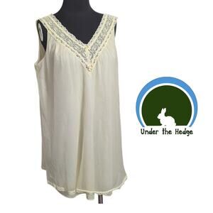 60s Vanity Fair Yellow Lace Nylon Chemise Medium vintage coquette babydoll